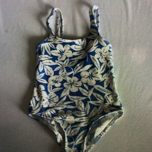 Floral Blue and White Swimsuit